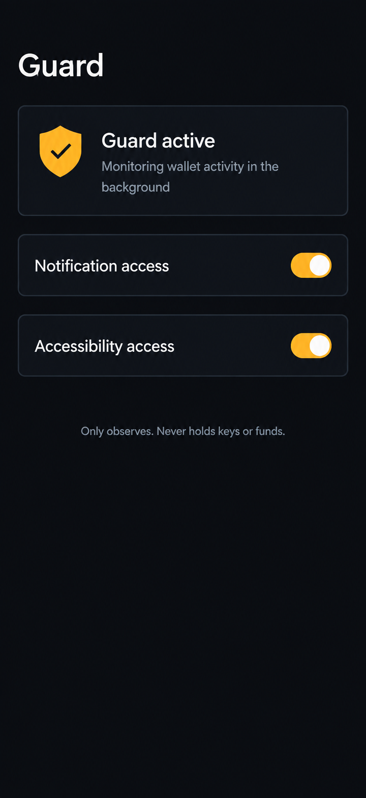 Wallet Guard status screen